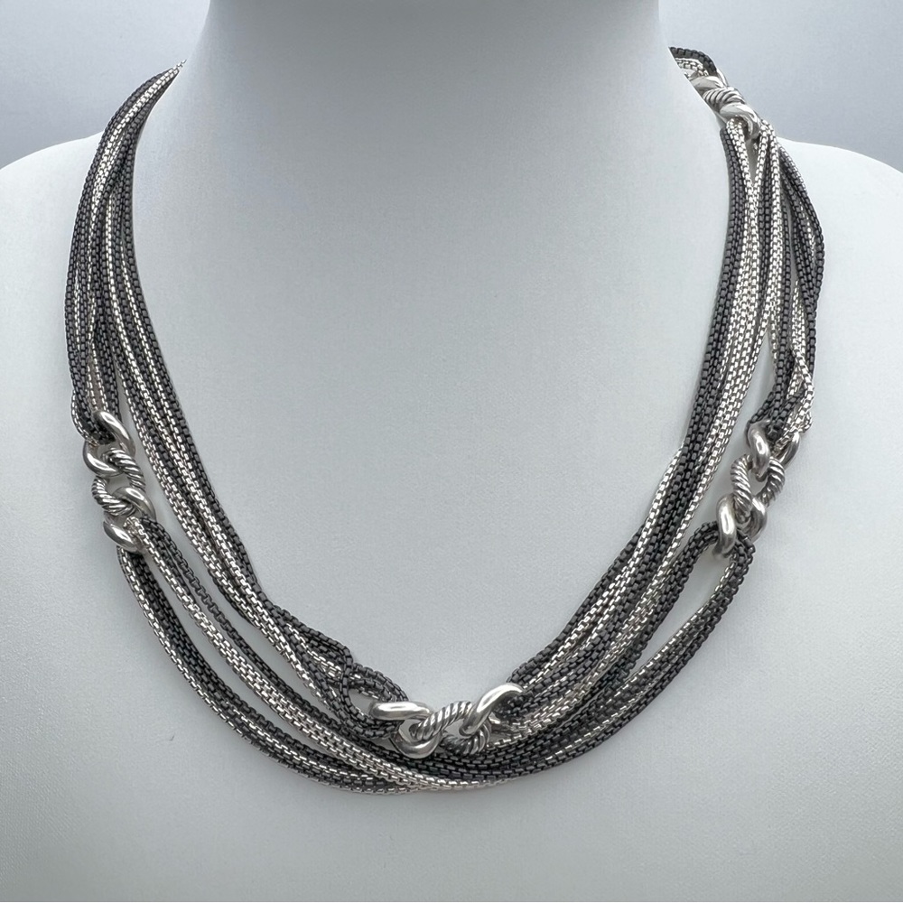 David Yurman blackened curb necklace with silver